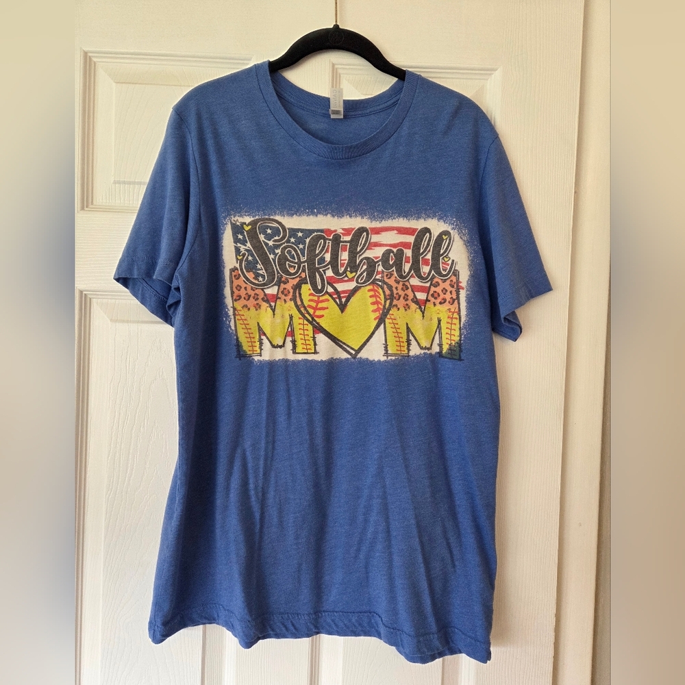 Bella Canvas Blue Softball Mom Kids T-Shirt